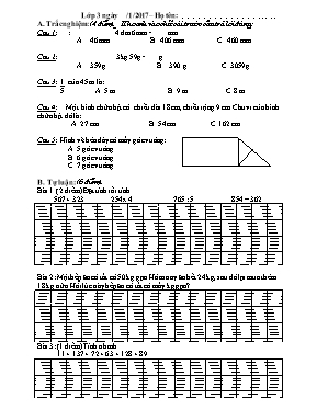 Bài tập ôn tập học kì I môn Toán lớp 3 - Năm học 2016-2017
